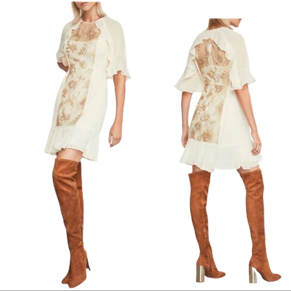 BCBG Max Azria Cream Ruffle Dress